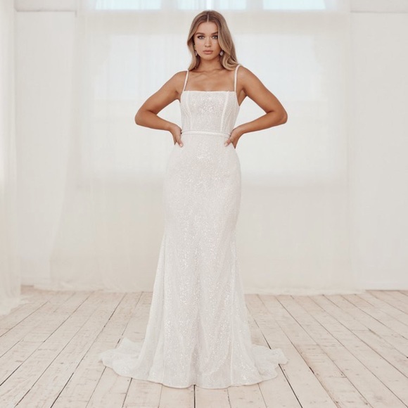 NEVER WORN BRAND NEW Jane Hill River Sequins Pearl Wedding Dress - Picture 2 of 8